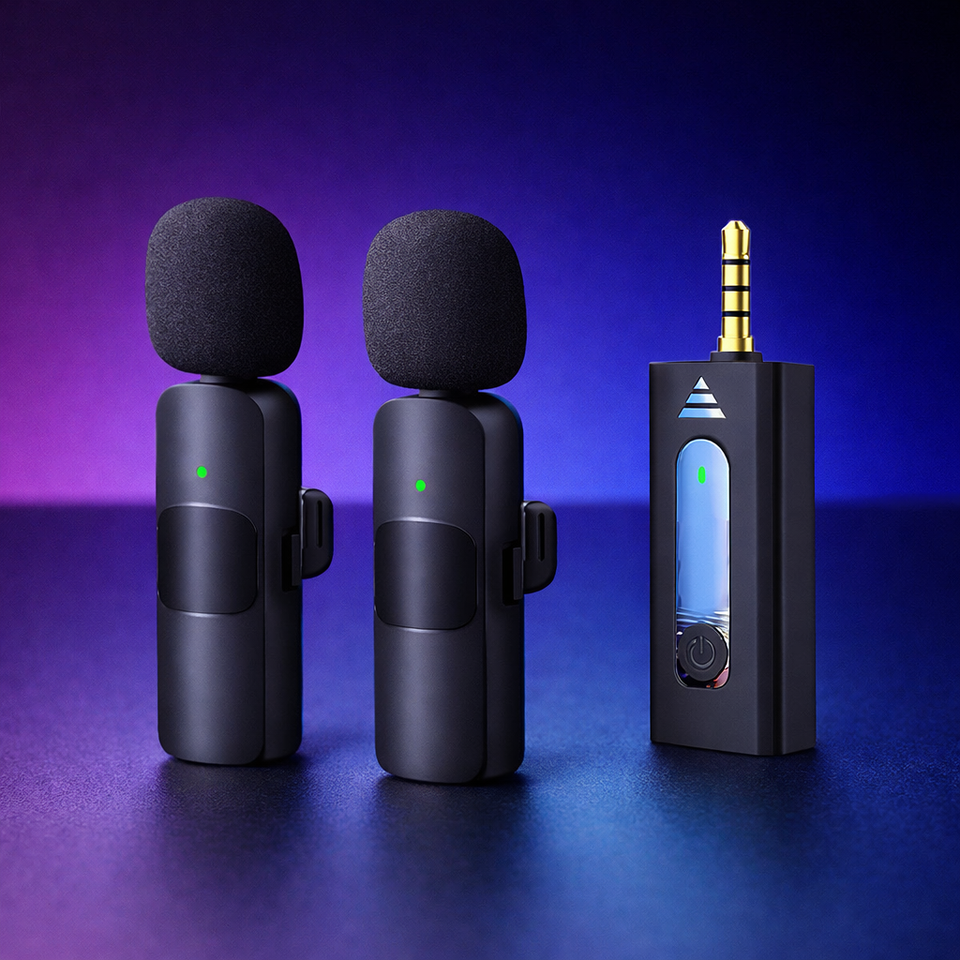 K35 Wireless Microphone – High-Quality 2.4GHz Lapel Mic Set with 3.5mm Receiver for Mobile Phones, Cameras, Speakers & Vlogging - double