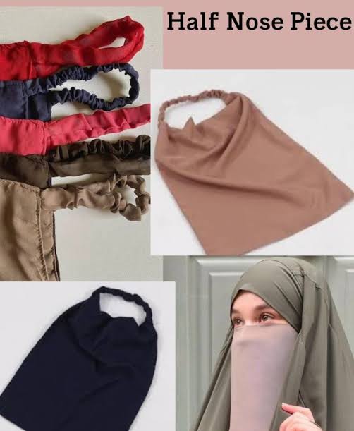 Elastic Half Niqab Bundle – Pack of 6 Premium Chiffon Face Veils for Women | Soft Breathable Daily Wear Niqab | Random Color