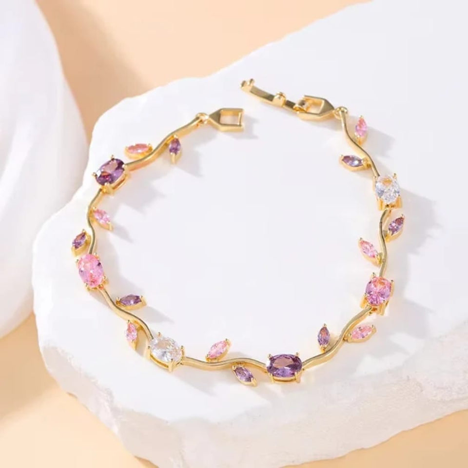 Tulip Bracelet – Premium Quality Stainless Steel Elegant Bracelet for Women l White ~ Without Box | Golden Base