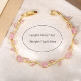 Tulip Bracelet – Premium Quality Stainless Steel Elegant Bracelet for Women l White ~ Without Box | Golden Base
