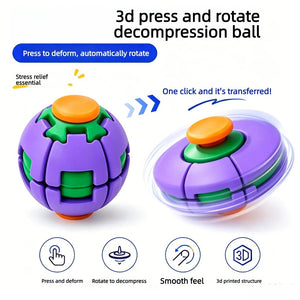 Rotatable 3D Printed Fidget Spinner Ball Push Pop Finger Gyro Sphere Hard Plastic Stress Relief Sensory Desk Toy (Random Color)