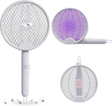 Foldable Swivel Mosquito Bat, 3 in 1 Mosquito Racket USB Rechargeable, Bug Zapper Electric Fly Swatter with UV Light Lamp, Hangable Mosquito Swatter Racket w/Long Lasting Lithium-ion Battery