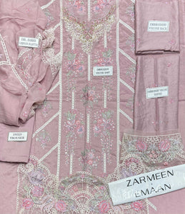 Luxury Embroidered Shirt Front Back Sleeves Neckline Daman Patch Premium Viscose Trouser Pure Bamber Chiffon Dupatta