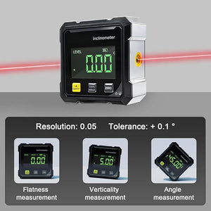 Digital Inclinometer Double Sided Laser Beam And Magnetic Base - Measurement Tool Designed For Angle Detection And Daily Measurement Routine