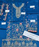 Zarmeen Emaan Fancy Embroidered Shirt Front Back Sleeves Laces Daman Patch Handmade Neckline With Lawn Trouser And Pure Bamber Chiffon Dupatta