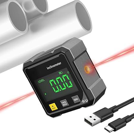 Digital Inclinometer Double Sided Laser Beam And Magnetic Base - Measurement Tool Designed For Angle Detection And Daily Measurement Routine