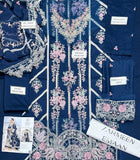 Zarmeen Emaan Luxury Embroidered Shirt Front Back Sleeves Laces Neckline Daman Patch Premium Viscose Trouser Pure Bamber Dupatta