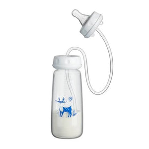 Handsfree Baby Feeding Bottle 240ml with Silicone Tube, Straw Brush & Nipple | BPA-Free Handsfree Feeder | Random Color