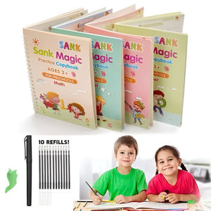 Sank Magic Practice Copybook Set - 4 Books with Pen & 10 Refills.
