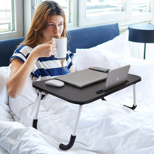 Laptop Table T1 Foldable Laptop Table Foldable Legs, Tablet Groove & Cup Slot | Perfect for Working, Reading, Writing, and Eating