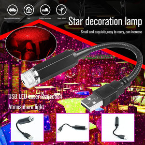Mini LED Car Roof Star Night Light Projector – Magical Galaxy Ambient Lighting for Car Interior, USB Powered Decorative Starry Sky Lamp