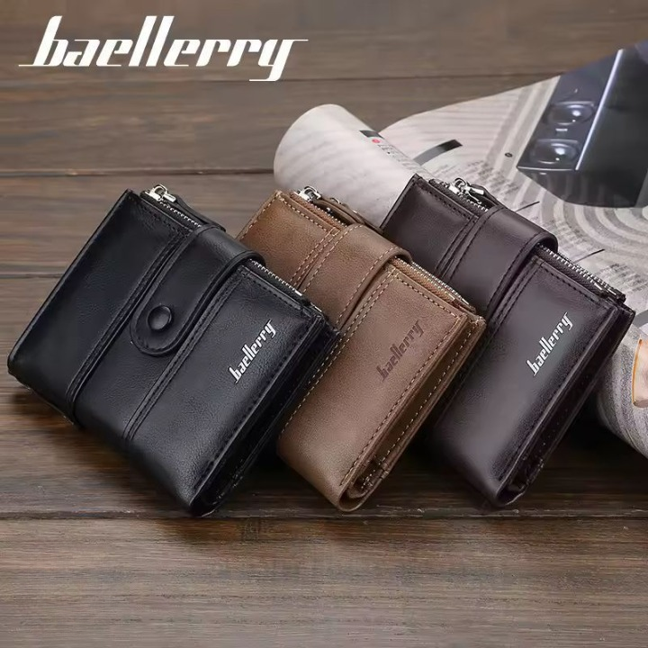 Genuine Baellerry Buffalo Leather Wallet – Classic Trifold Edition - Black
