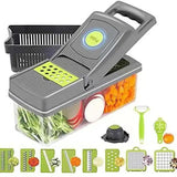 Vegetable Chopper 16 Pcs Set – Manual Onion Chopper, Food Slicer, Dicer, Grater & Potato Cutter with Handle – Multi-Function Kitchen Tool