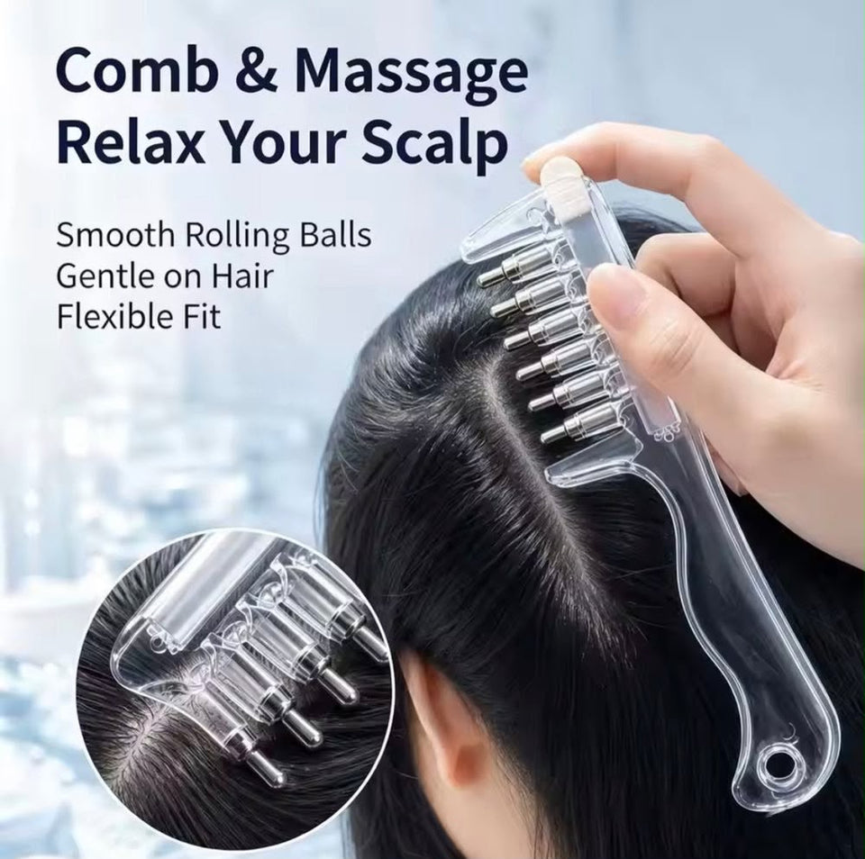 Scalp Massage & Relaxing Comb with Rolling Balls – Gentle Head Massager Comb for Scalp Massage, Hair Care & Relaxation (Random Color)