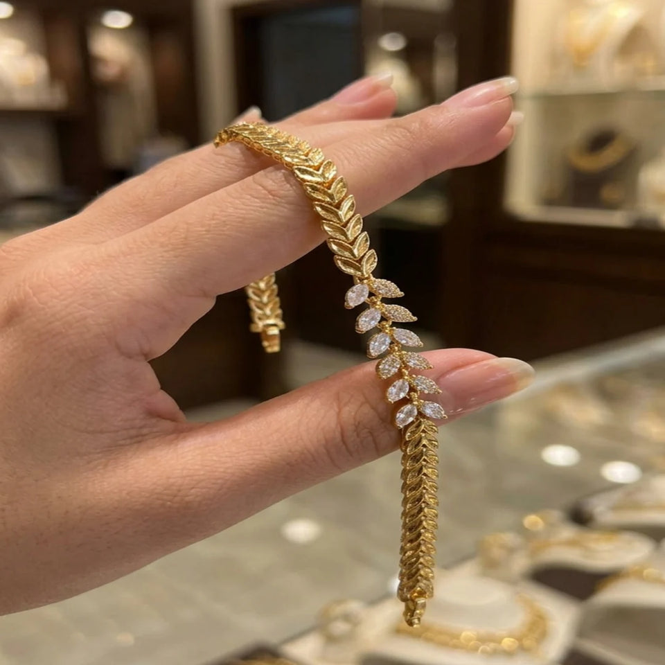 Golden Laurel Leaf Bracelet.