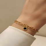 Double Layer Noir" Roman Charm Bracelet