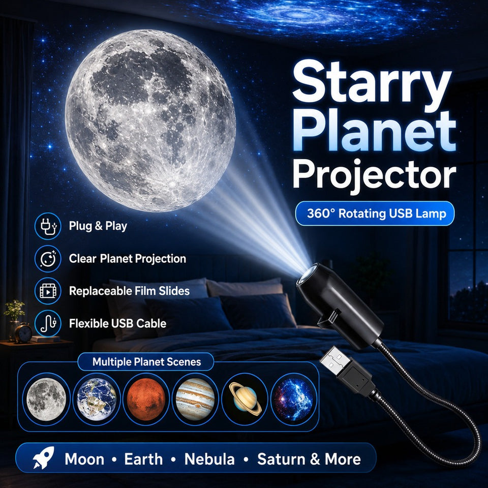 USB Ceiling Moon Earth Projection Atmosphere Light Starry Sky Lamp Night Light With 6 Lenses