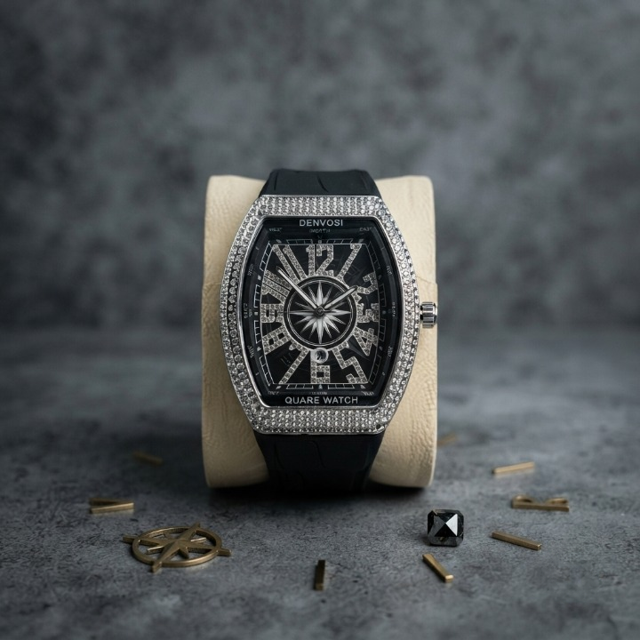 Denvosi Luxury Diamond Studded Strap Men’s Watch Elegant Durable Stylish Premium Choice .